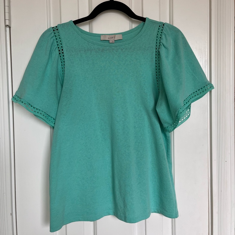 LOFT Eyelet Trim Bell Sleeve Top